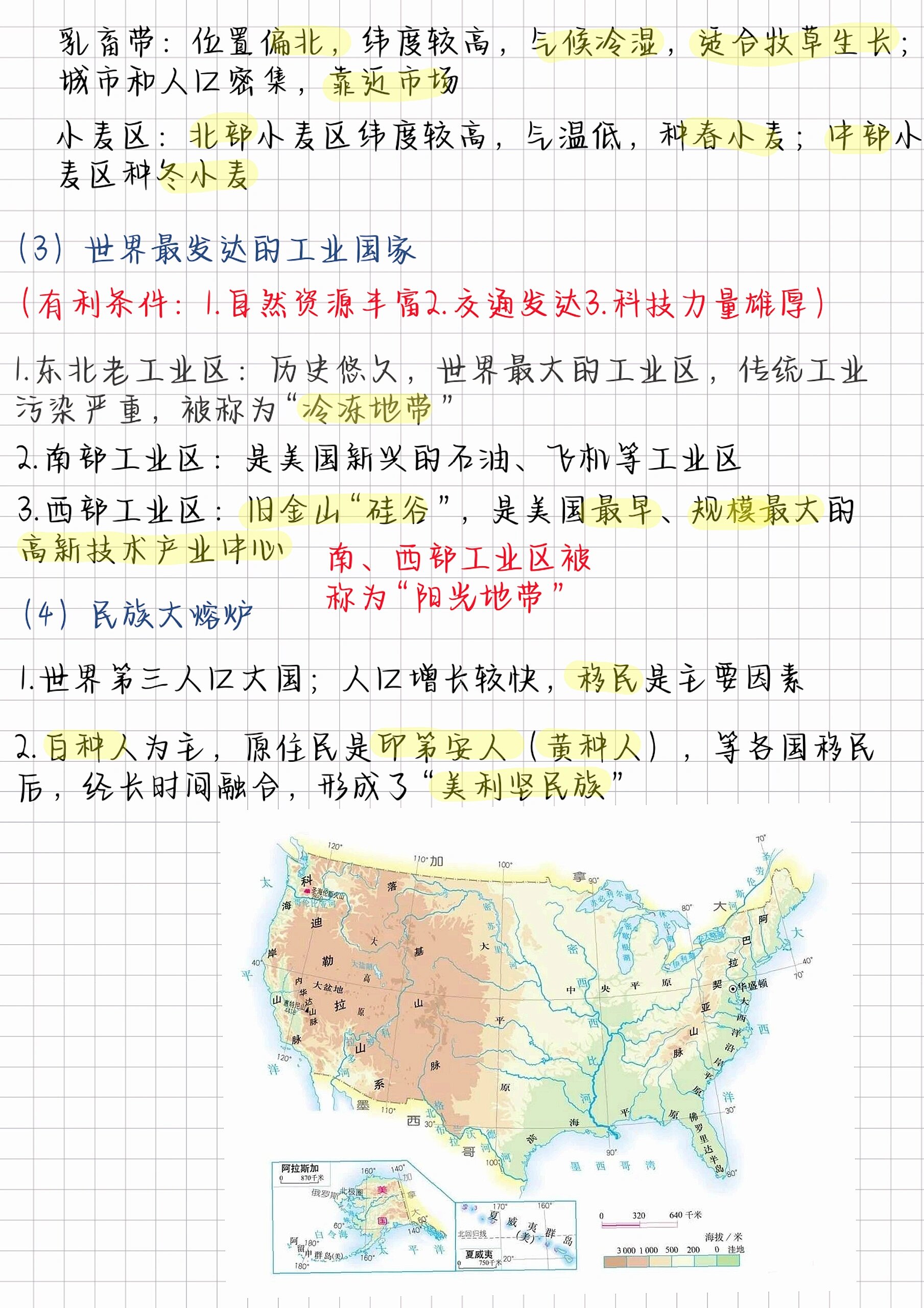 初中地理思维导图美国图片