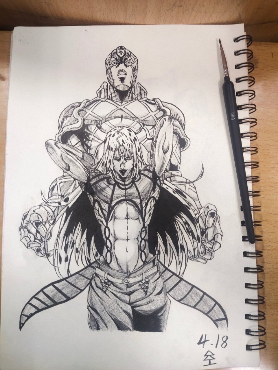 jojo迪亚波罗&绯红之王 面相笔临摹  ,阴影是在笔半干的情况下打的