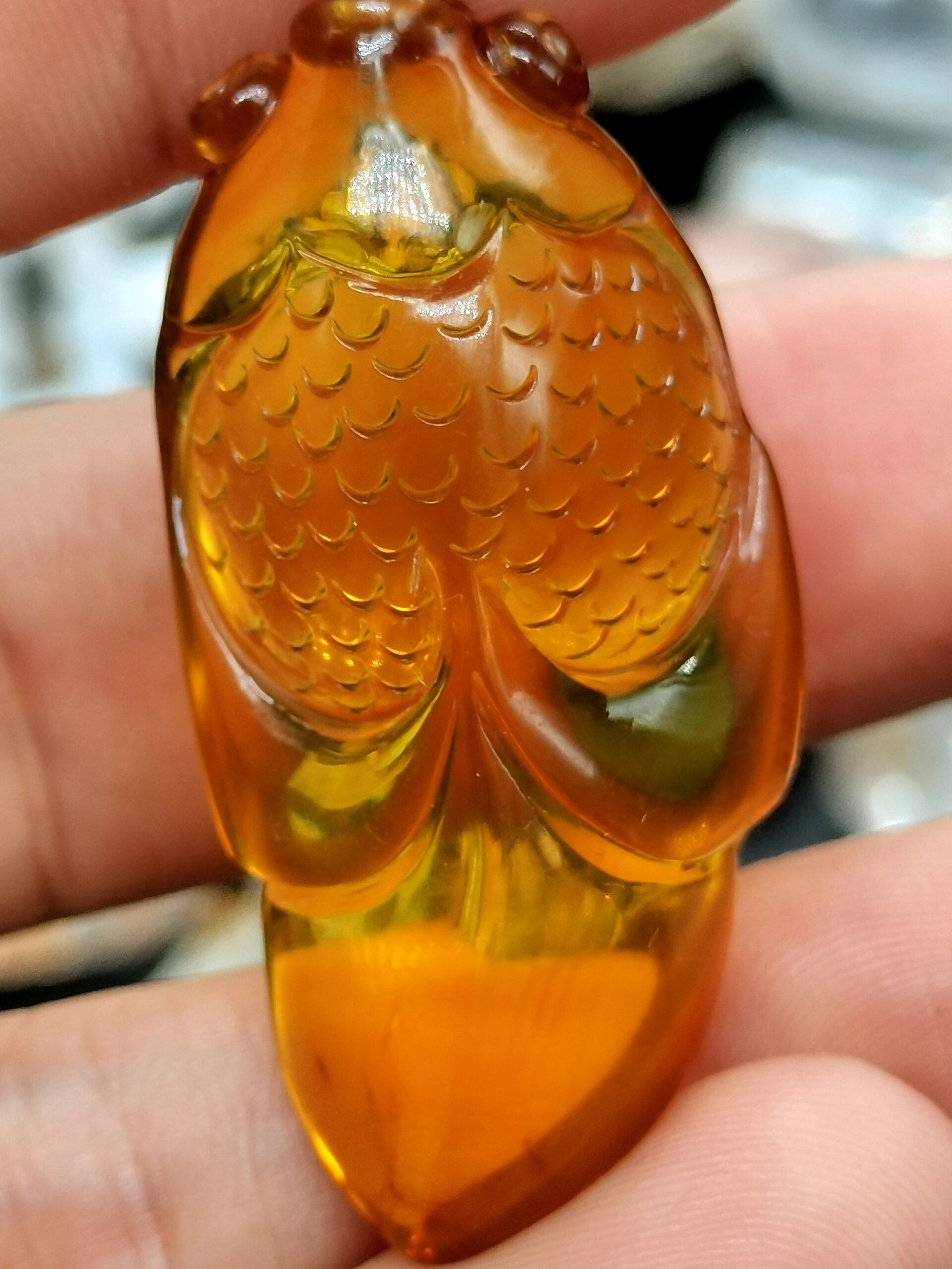 琥珀 天然缅甸琥珀吊坠 年年有鱼 138