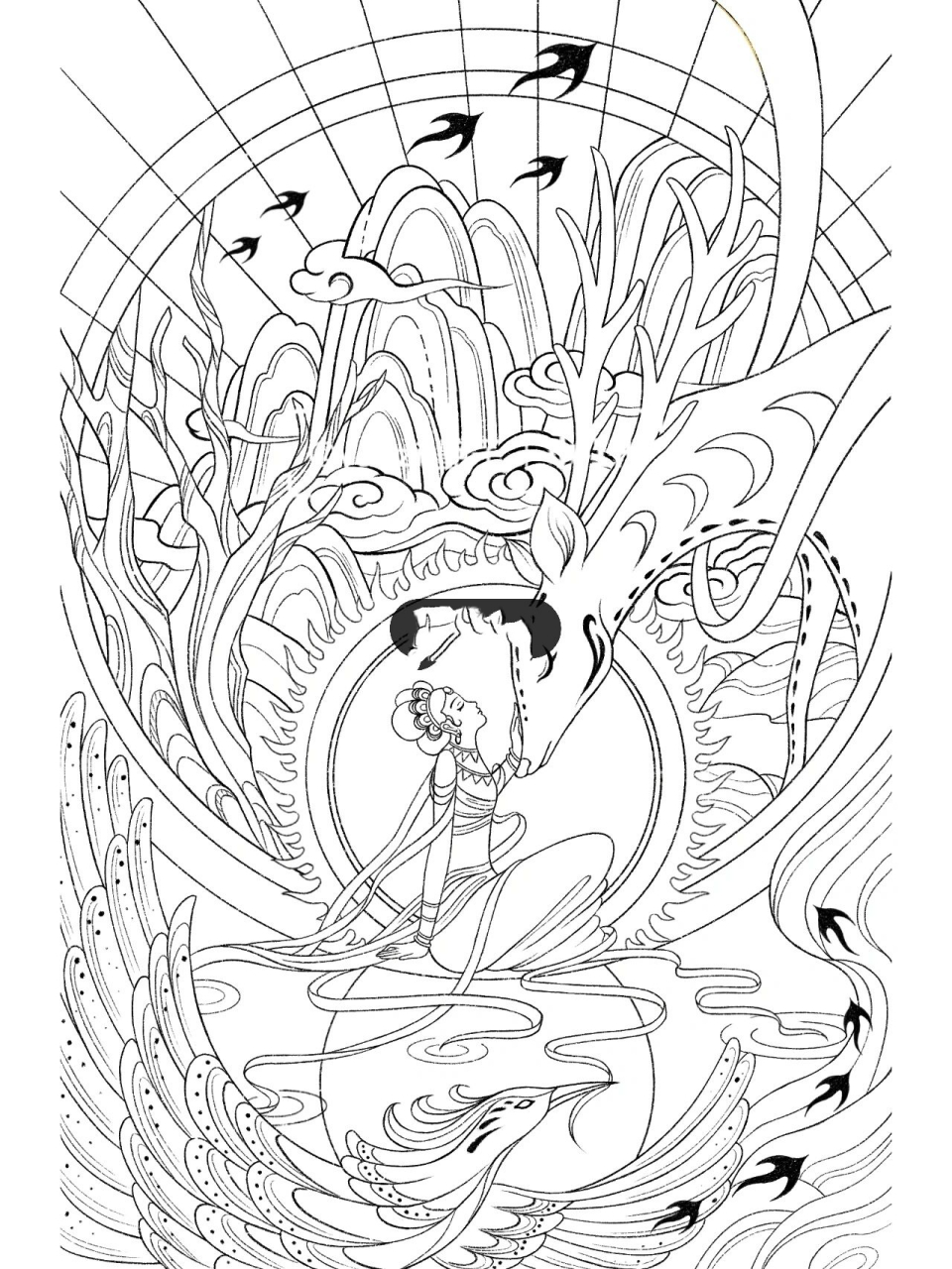 中国风插画|敦煌壁画元素 以敦煌壁画为的灵感 还尝试了多种质感的