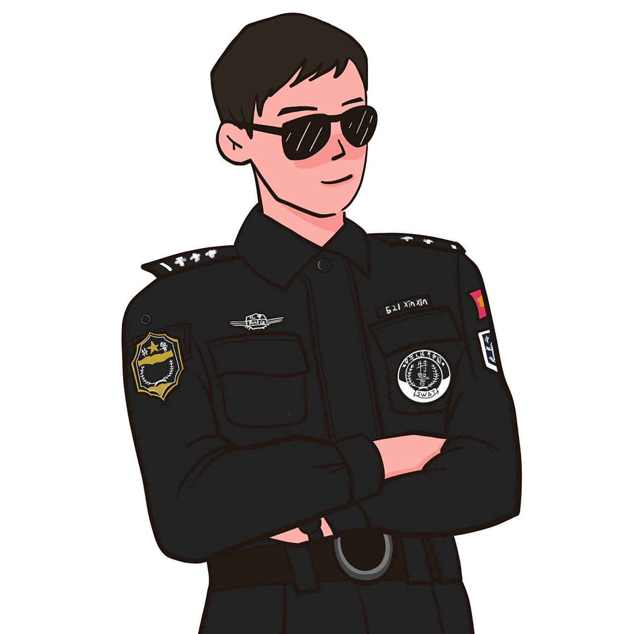 警察小哥哥 | 插画头像手绘头像 原型是白敬亭 我说是就是 真的好帅呀