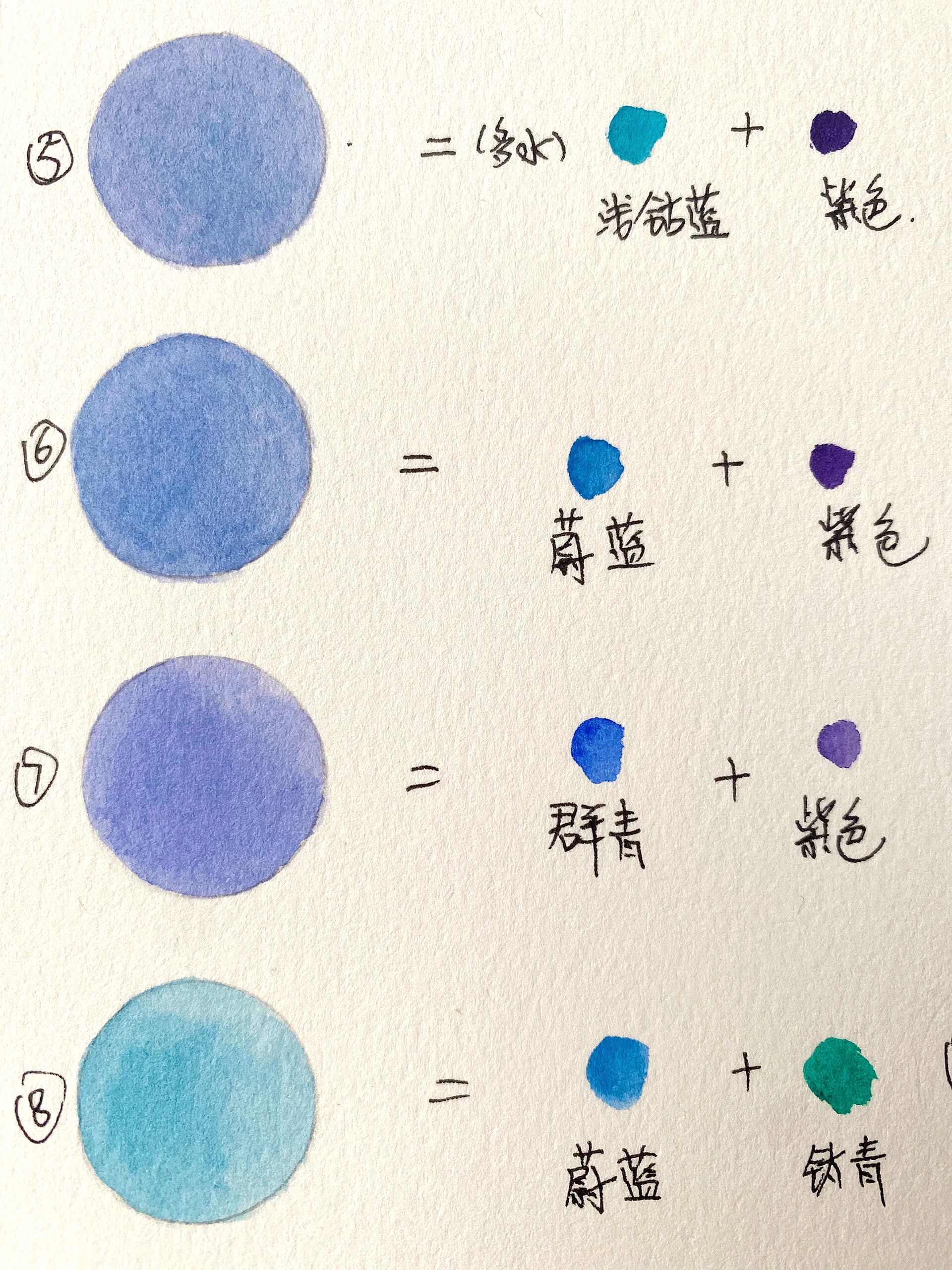 水彩新手必看|16种治愈蓝色系调色表(附步骤