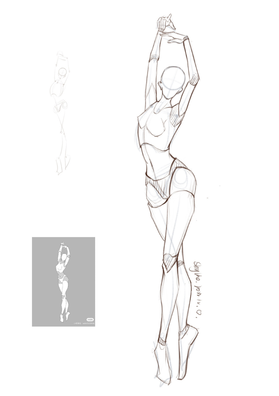 人体结构练习 23/60 跳舞姿势 摸了一个芭蕾舞姿势02