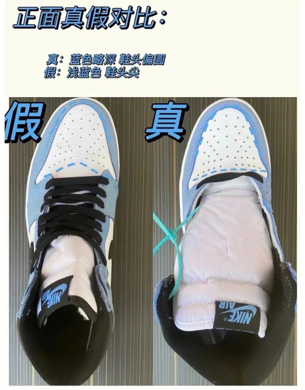 aj1真假对比图片