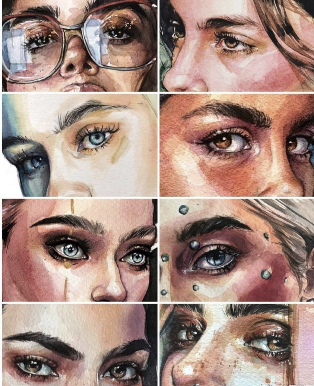 [ins插画分享]水彩五官的灵动_恰到好处 水彩五官不一定非要和彩铅一