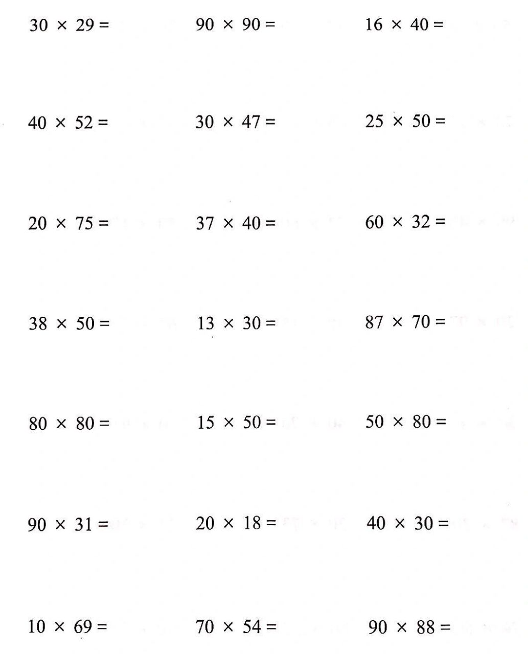 三年级下册口算乘法练习题