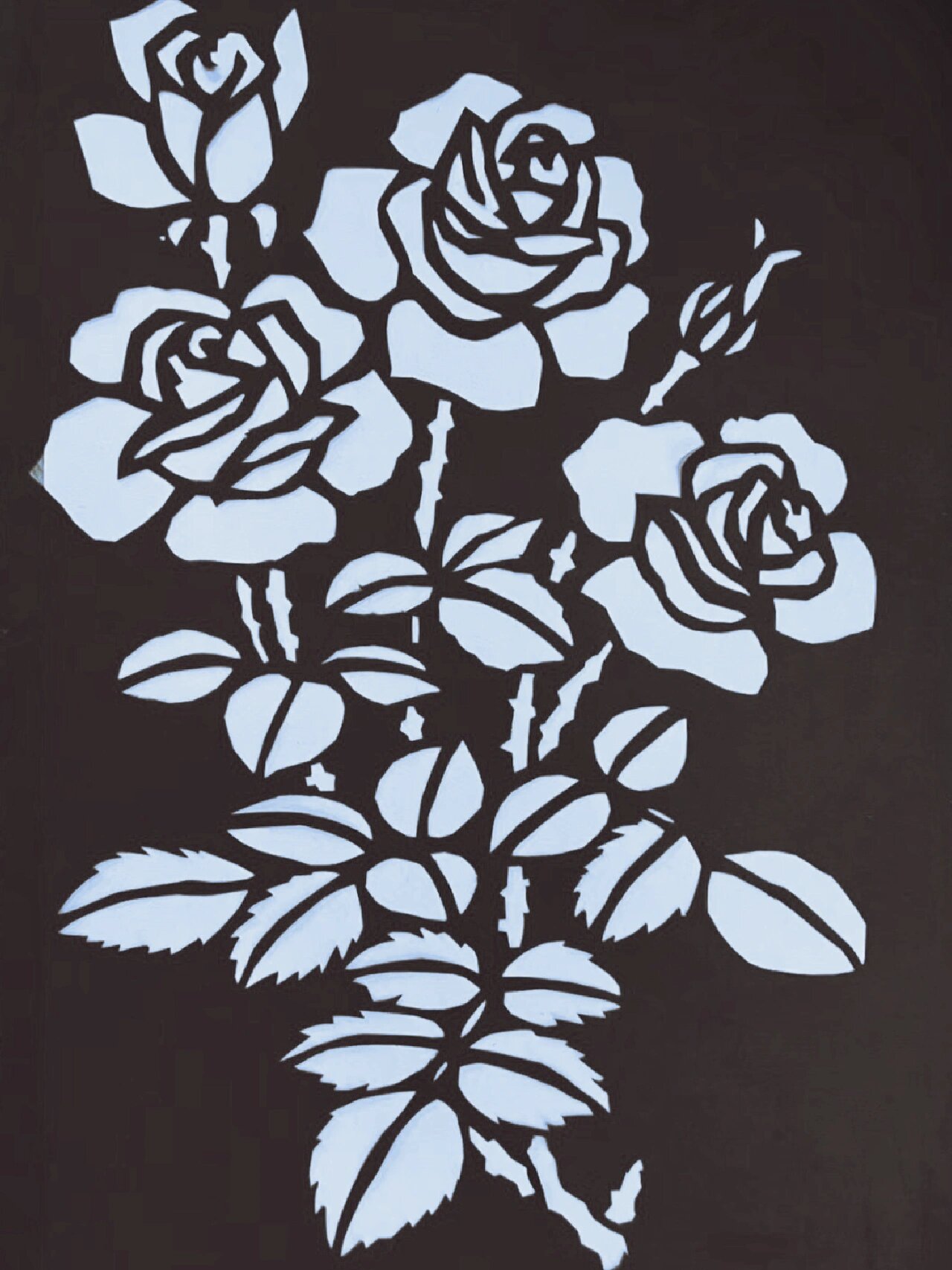 玫瑰花阴刻底稿,打印出来刻即可