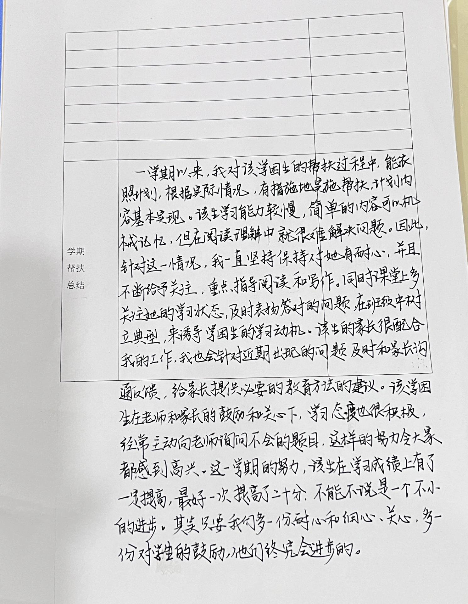 小学语文学困生帮扶记录表