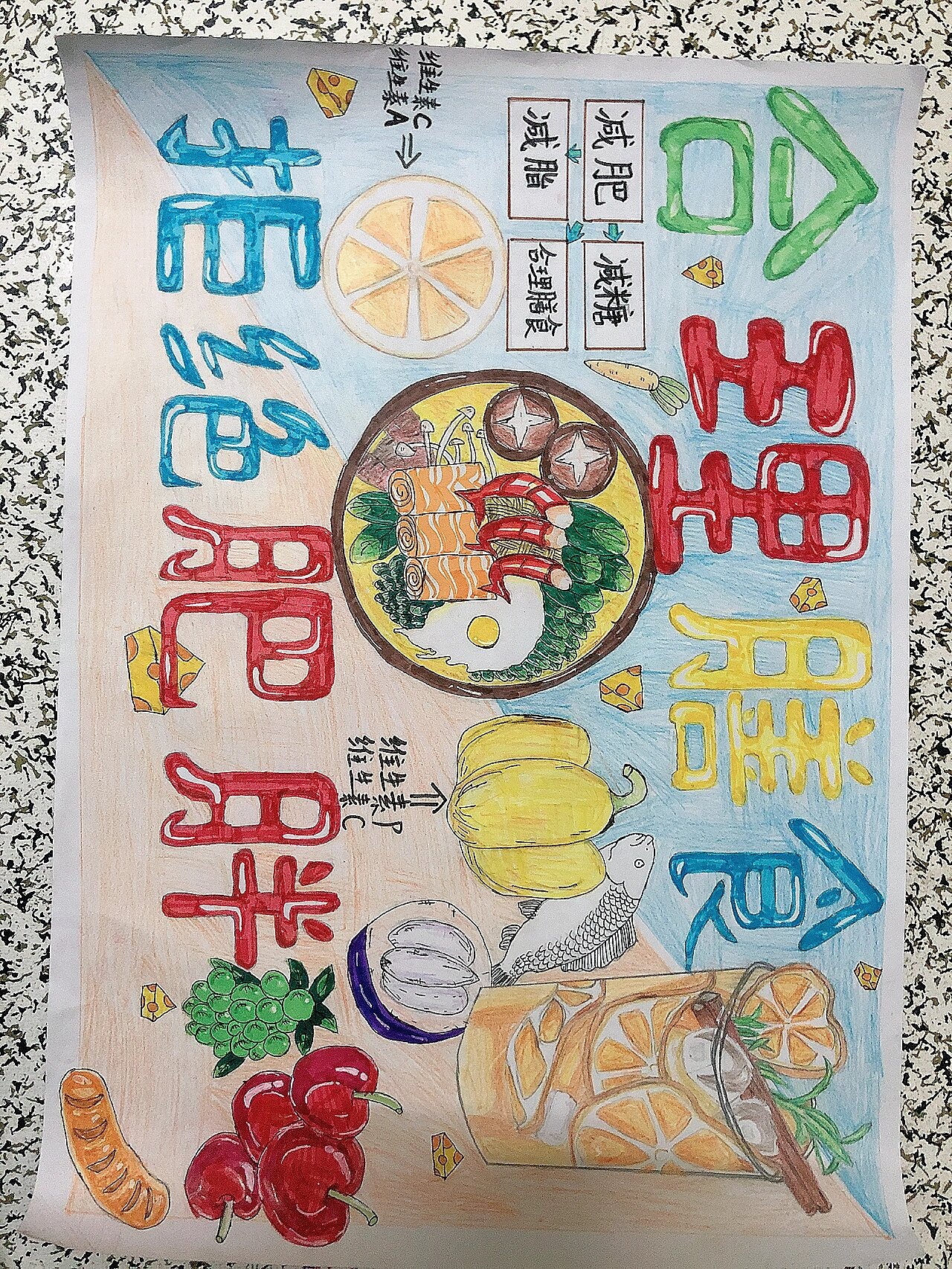 合理膳食,拒绝肥胖|绘画