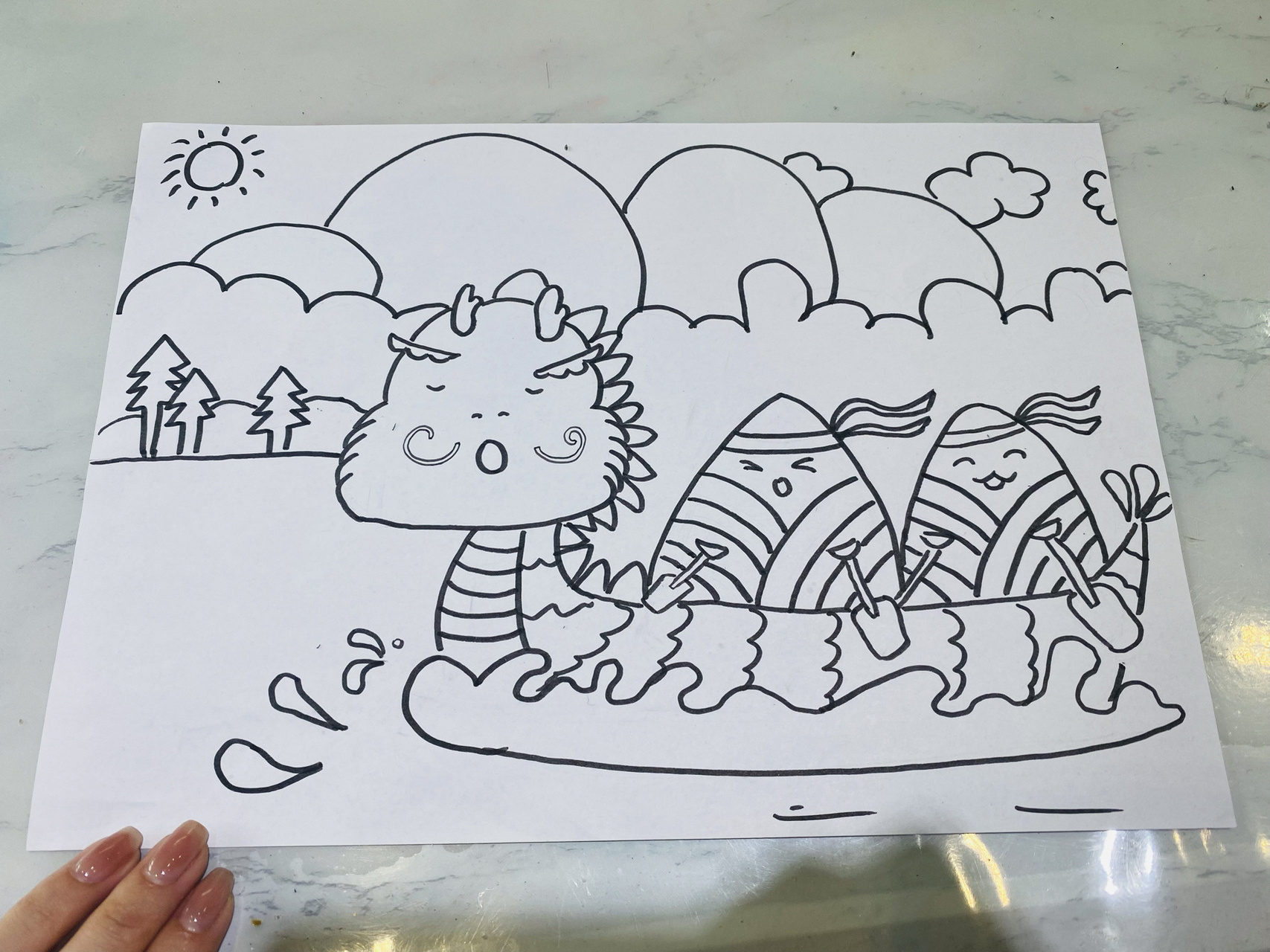 端午节快乐 端午赛龙舟儿童画 端午快乐 你吃的甜粽还是咸粽呢