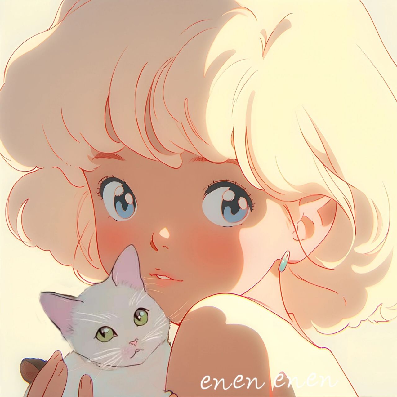 复古旧漫|抱猫的少女|女生头像           图片由mewxai生成