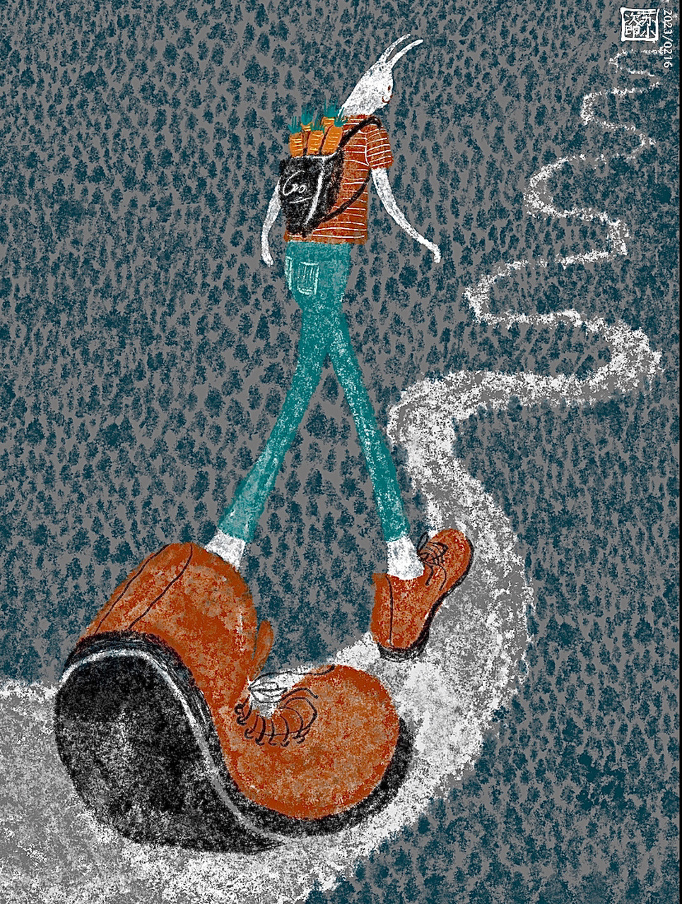 原创插画|脚踏实地,行稳致远,进而有为 追梦者,不畏艰险,披荆斩棘