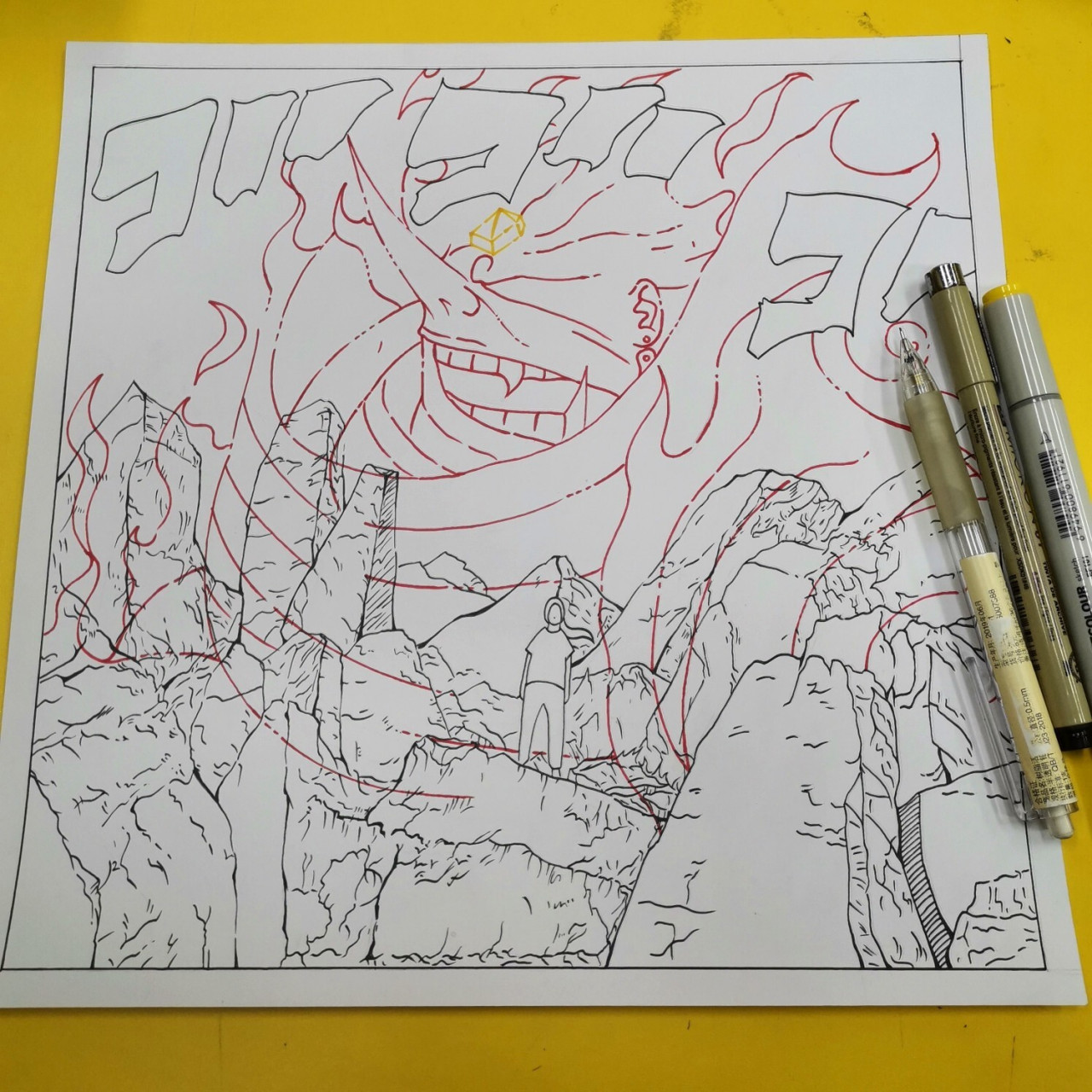 须佐能乎鼬马克笔手绘步骤 法卡勒二代笔 三菱高光笔 樱花针管笔 无印