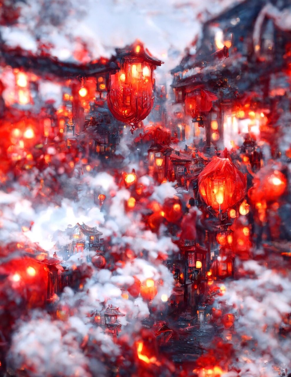 97灯笼街祈福·为你明灯三千——ai作画 97在灯