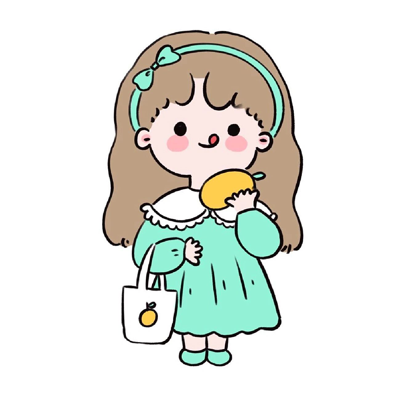 可爱小女孩简笔画贴纸手帐素材