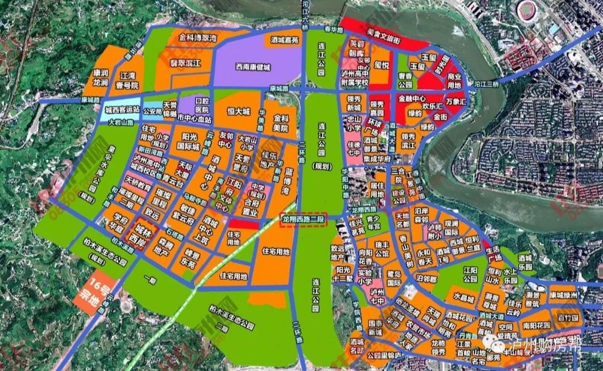 最新城西楼盘分布图 图片来源,住在泸州网0830e,侵权删