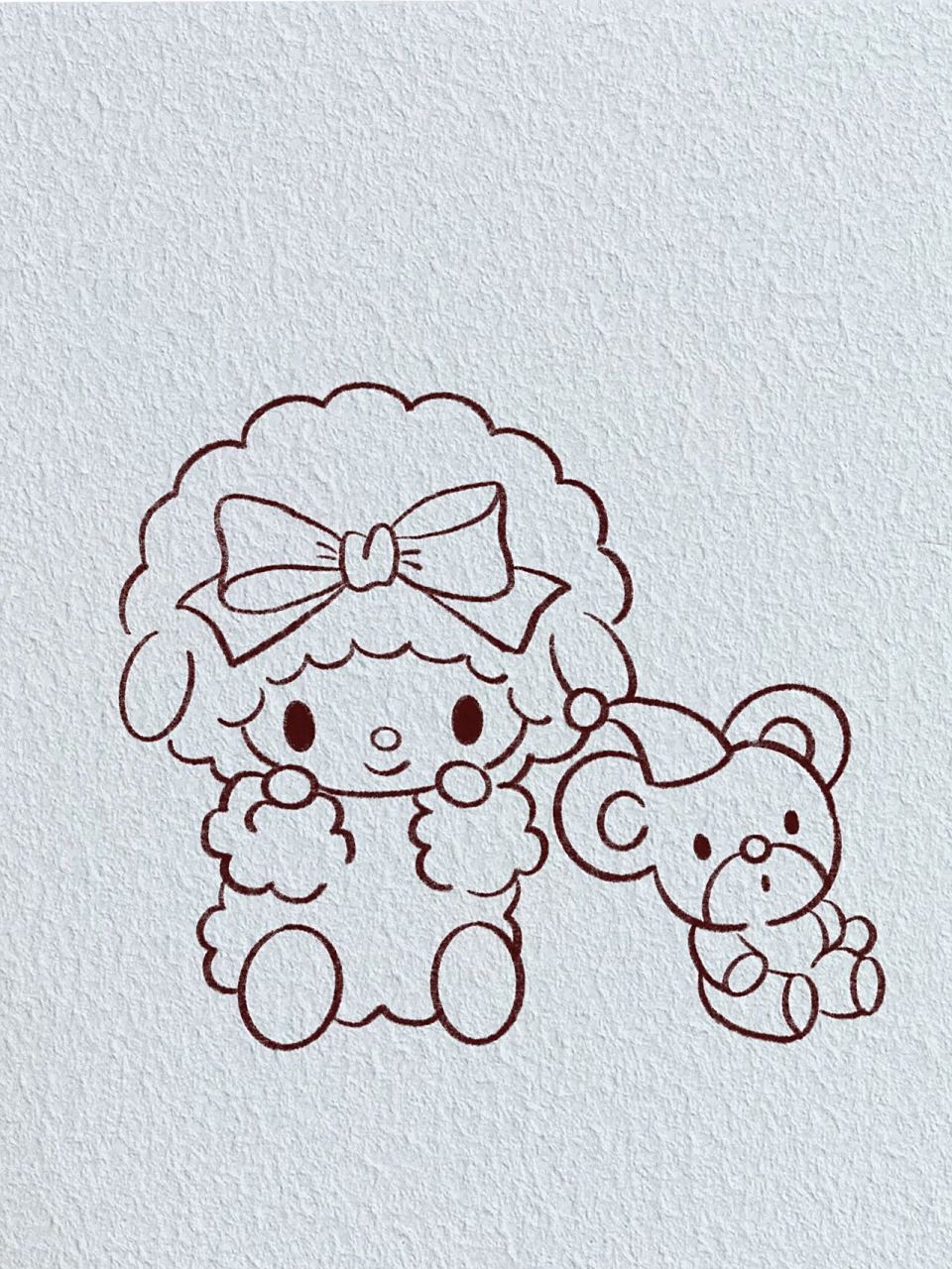 三丽鸥小羊piano必爱诺/简笔画教程 必爱诺和她的小象