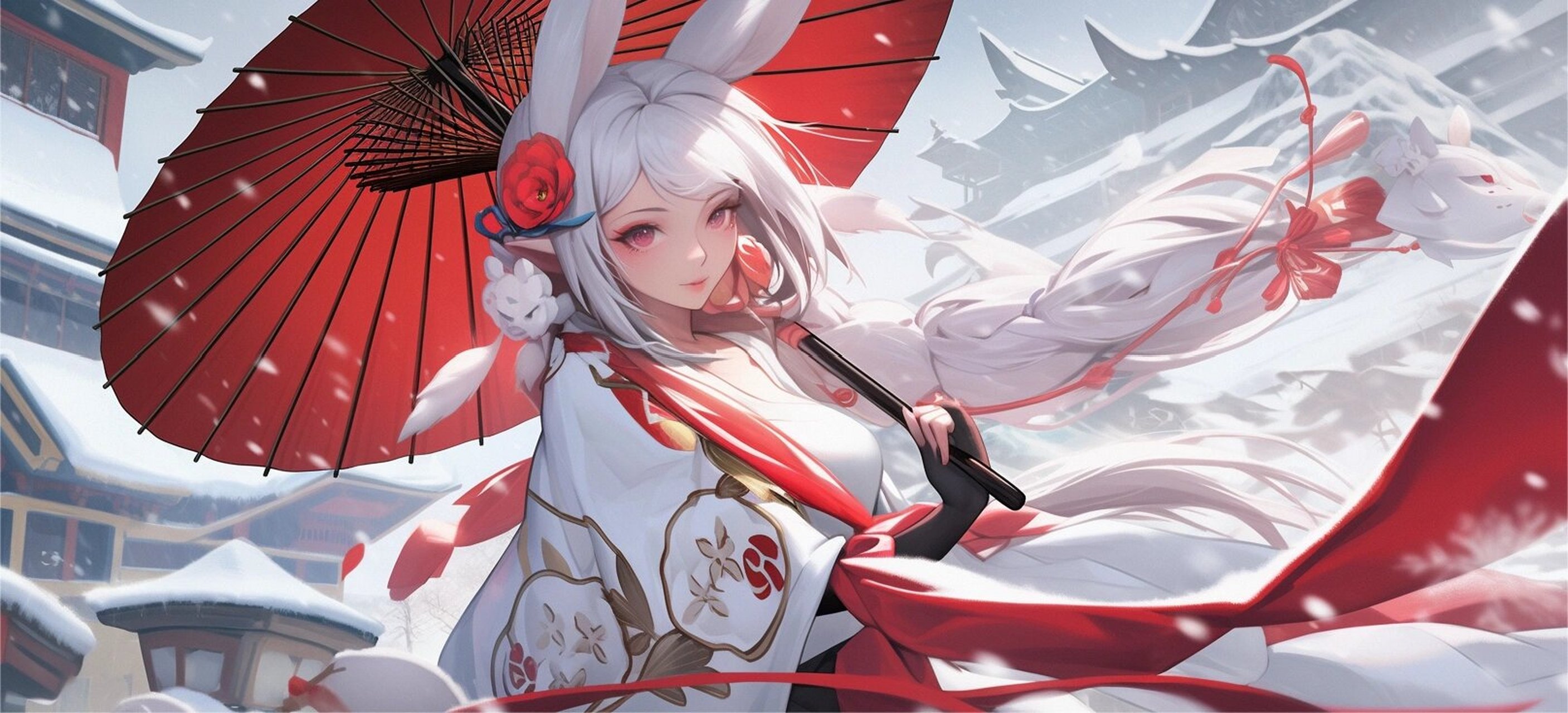 「优质壁纸」祈雪灵祝 天上白鹤落一羽,地上白雪厚一寸 7615