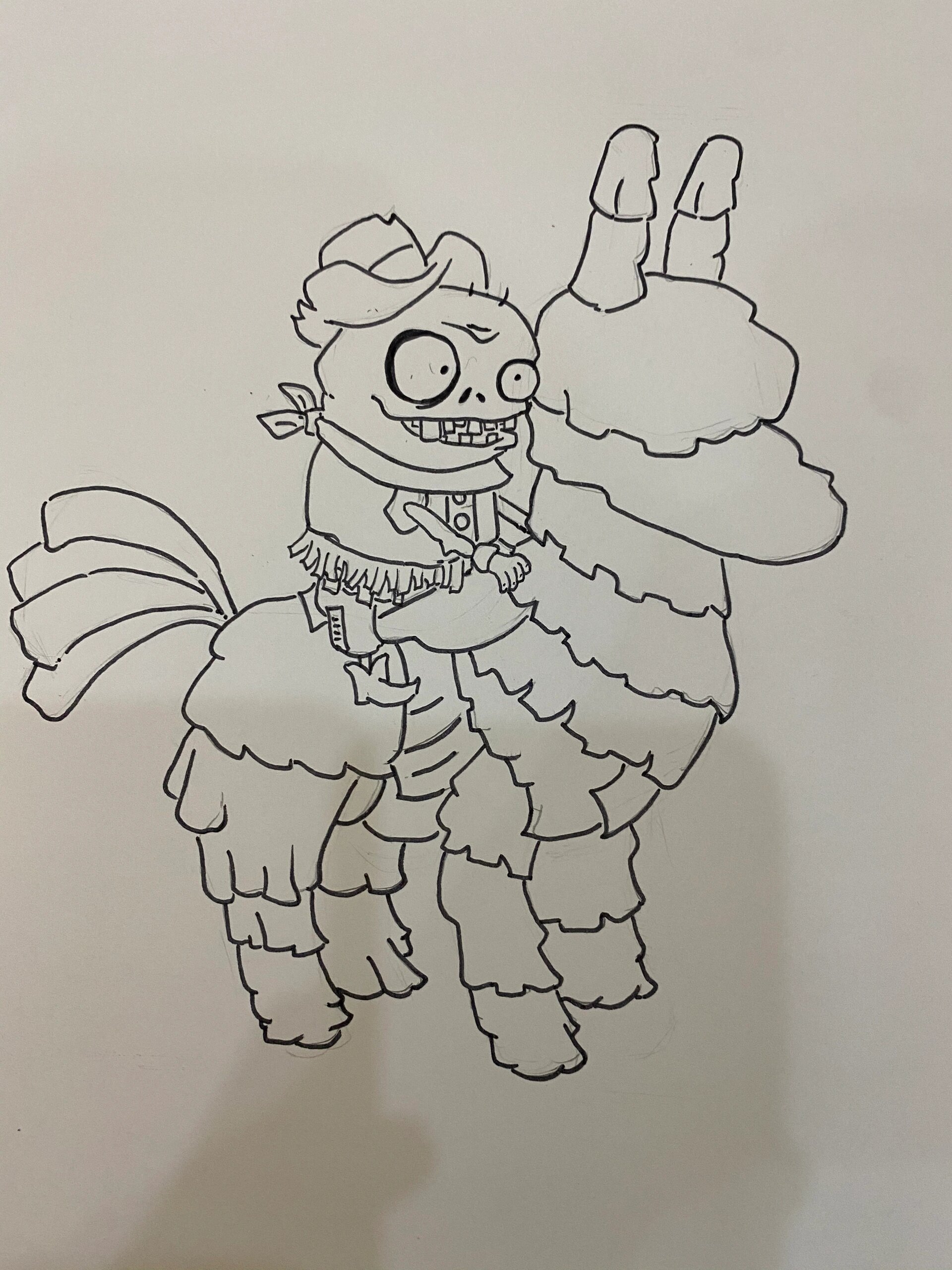 一只骑马的小鬼僵尸作画步骤