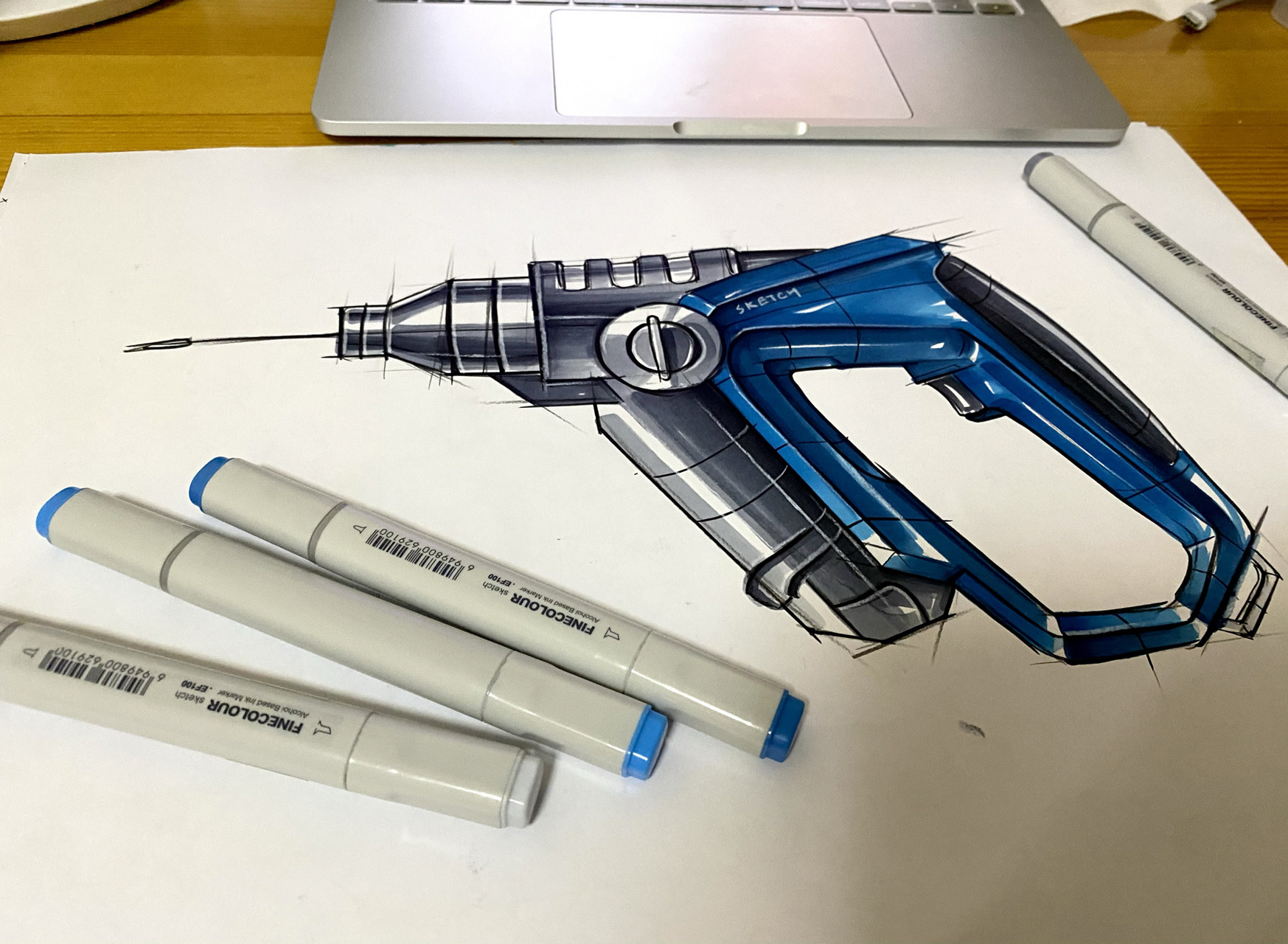 电钻～产品设计手绘 马克笔上色 蓝色的电钻 wengweng