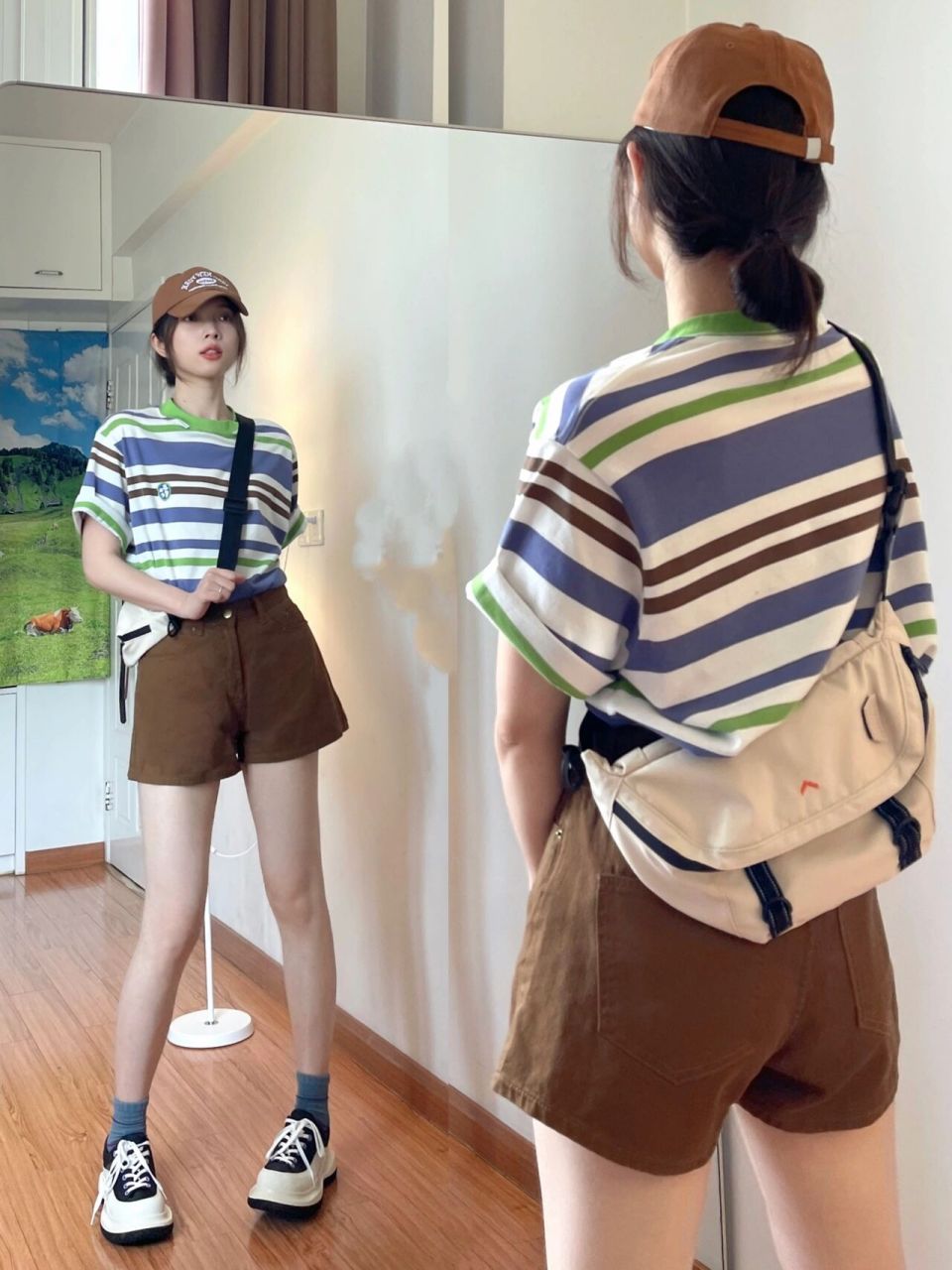 少年感穿搭9699|夏日t恤9415集78咖啡色穿搭 分享两套少年