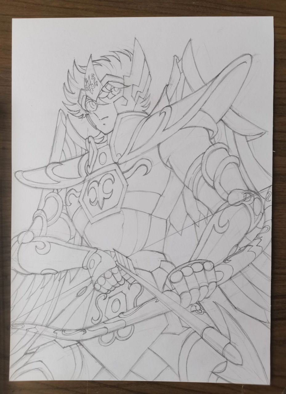 圣斗士星矢手绘 手绘射手座星矢完成啦,下一幅画会是什么呢?