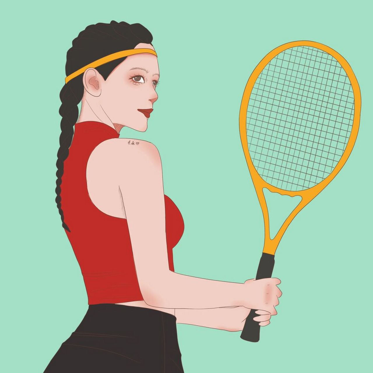 插画 | 头像 | 打网球的小姑娘 图片可做个人头像.