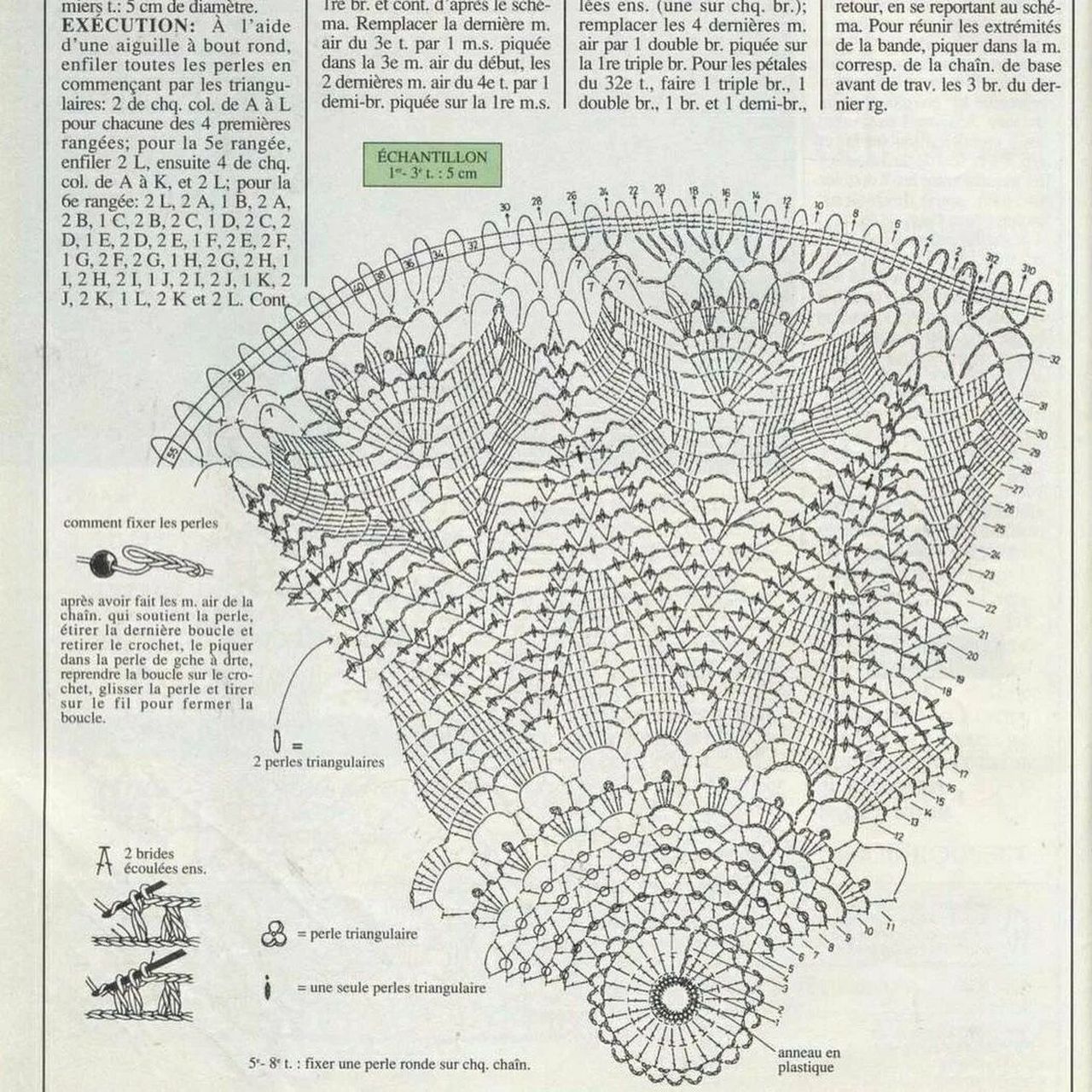 【图解】钩针手工编织 蕾丝餐巾桌布花片图案 #编织# #手工编织