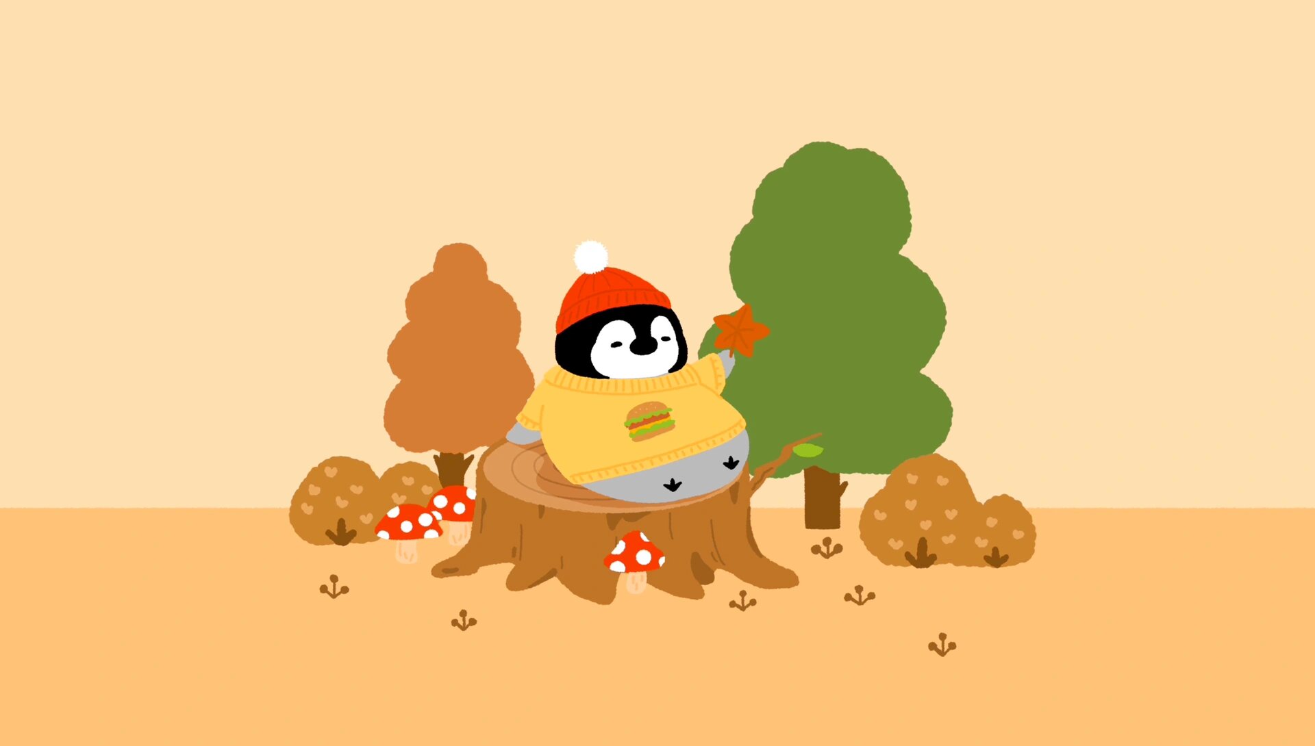 「头像壁纸」秋日小企鹅94 降温啦,大家注意保暖哦 天气好的时候