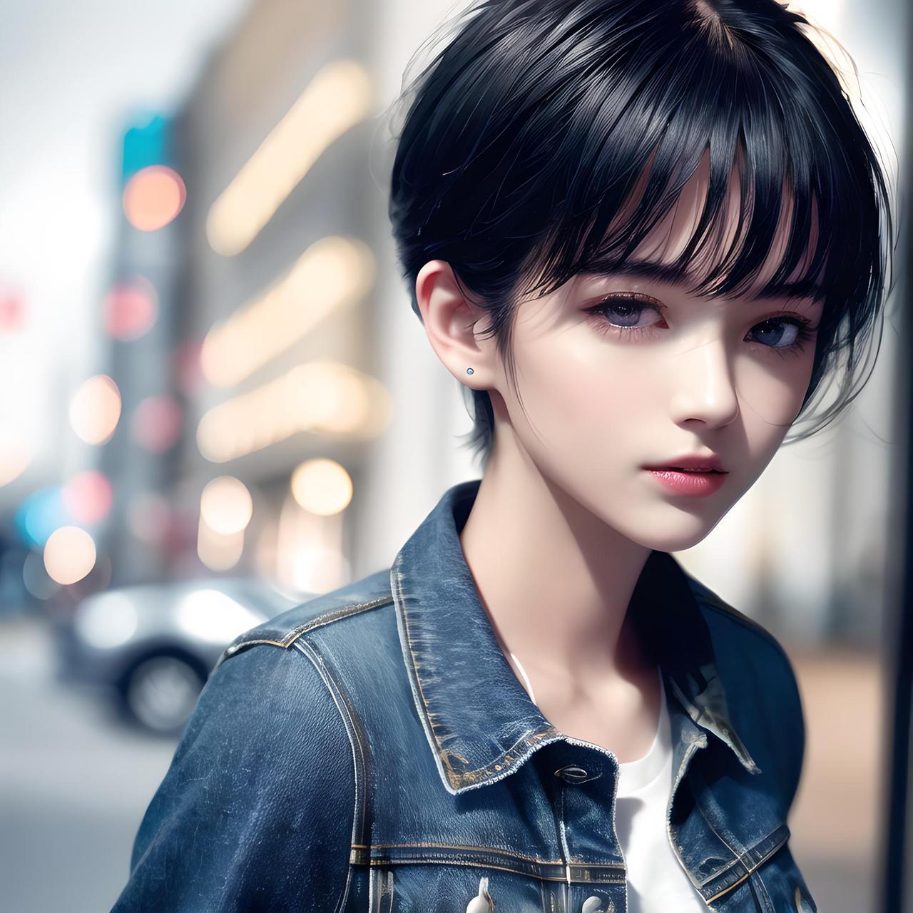 短发酷女孩头像 ai绘画生成新年专属头像ai绘画头像美女