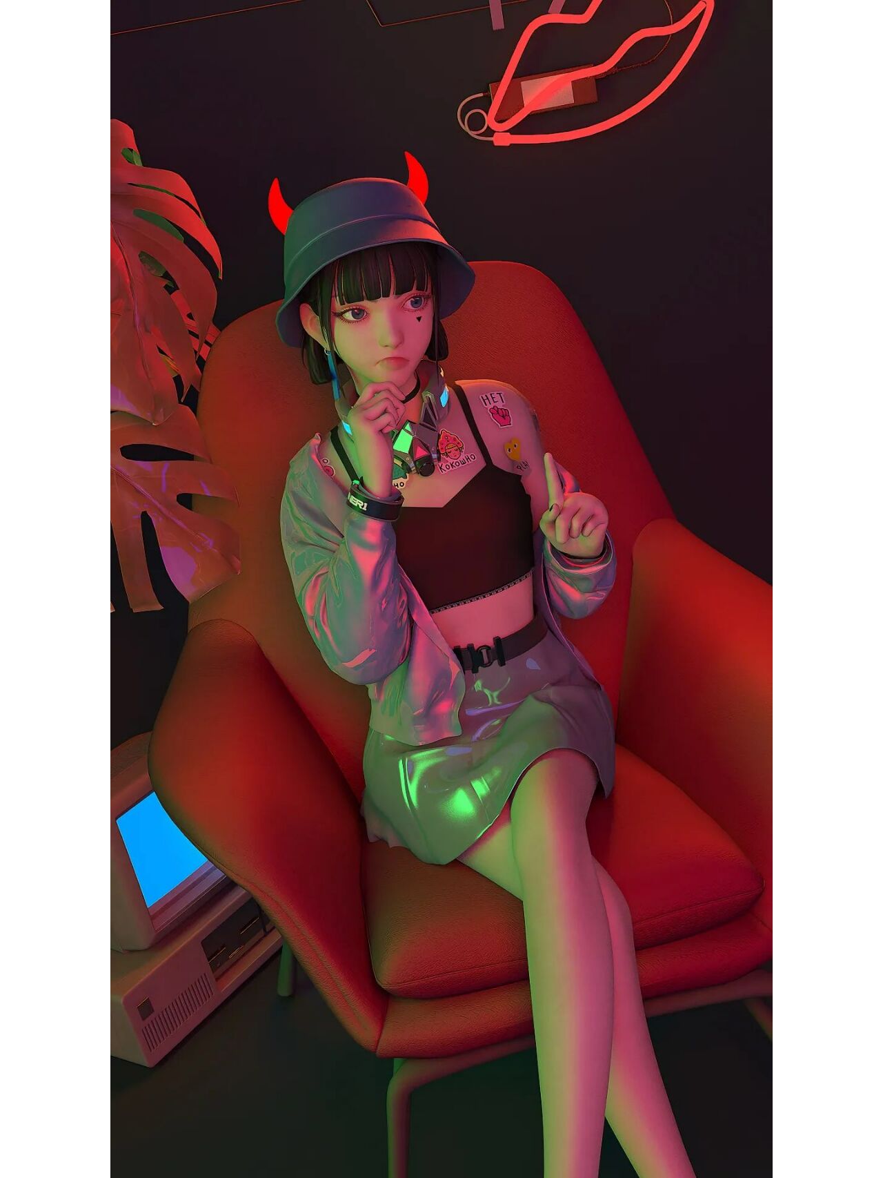 《集原美》限量雕像公布啦 集原美是一个赛博朋克风格的虚拟ip形象