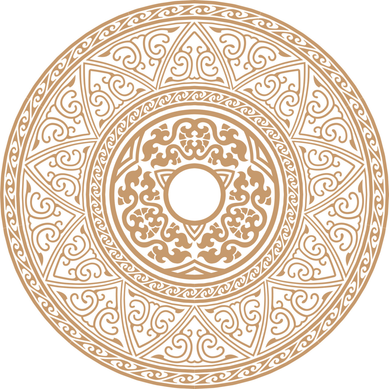 圆形适合纹样图案设计素材·古典繁密细腻风