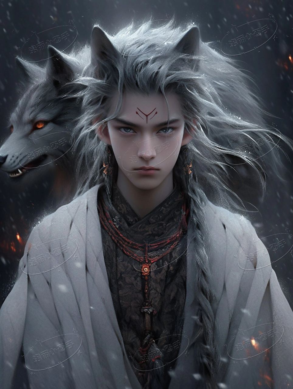 男狐妖 千妖千面02 九尾男狐5图 #画画的日常# #绘画# #插画# #画画