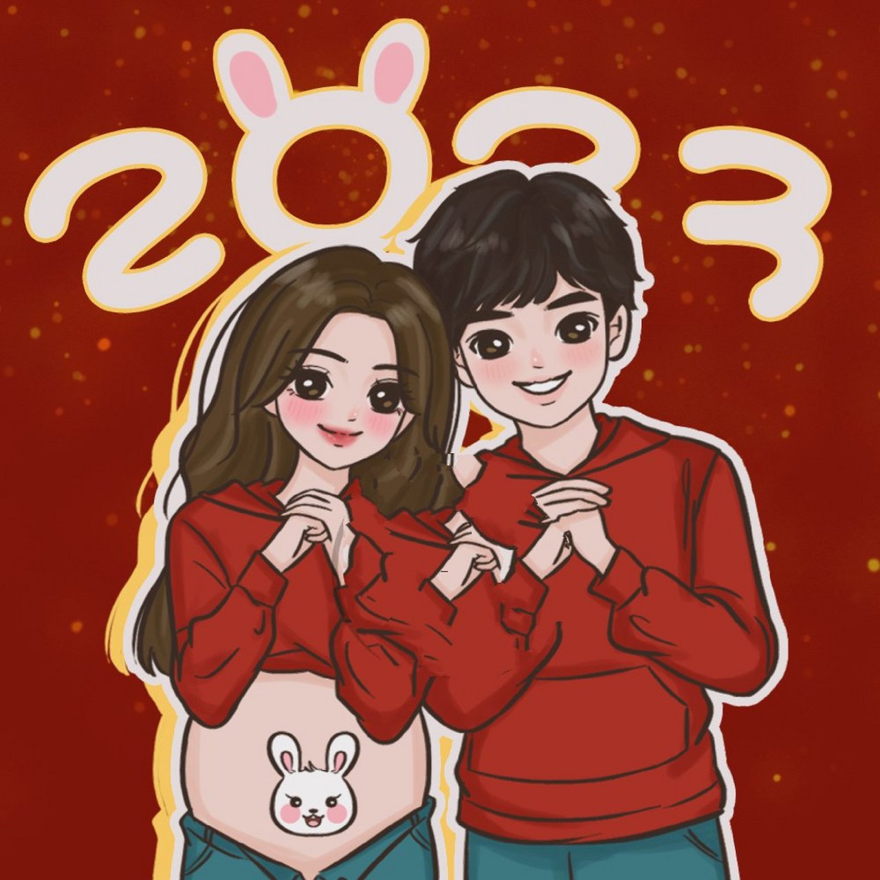 2023新年情侣头像 恭喜发财 兔然暴富 新年情侣拜年头像来啦,红红火火