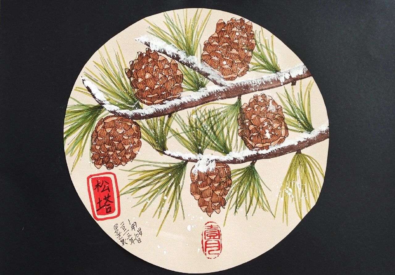 儿童绘画分享|《松塔》6-9岁绘画作品