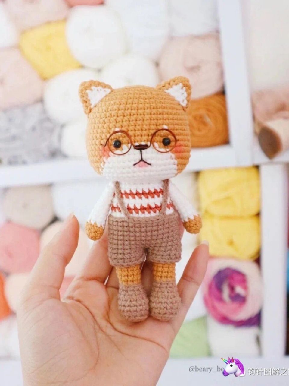 钩针图解丨戴着眼镜的柴犬狗狗 #钩针图解# #手工钩针编织# 常用针法