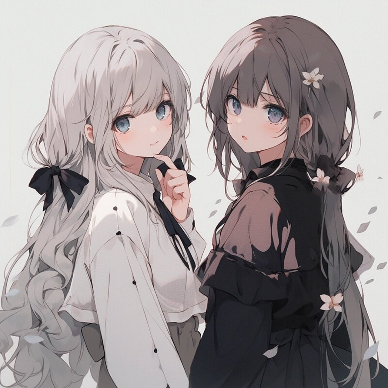 52 温柔干净素雅 一黑一白双生花 	 礼貌拿图 转载请注明出处