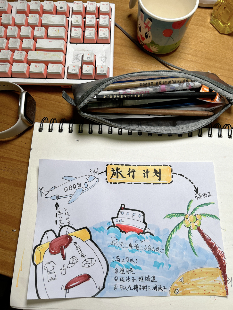 幼儿园手抄报之旅行计划 刚完成了个手工花,又来一个旅行计划 时间