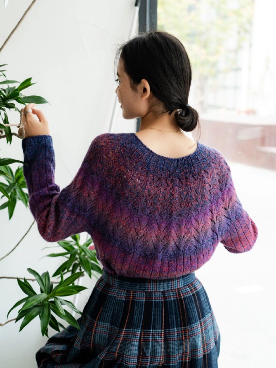 编织人生|花野-长段染育克毛衣(附图解) 【编织线材】云彩 单股编织