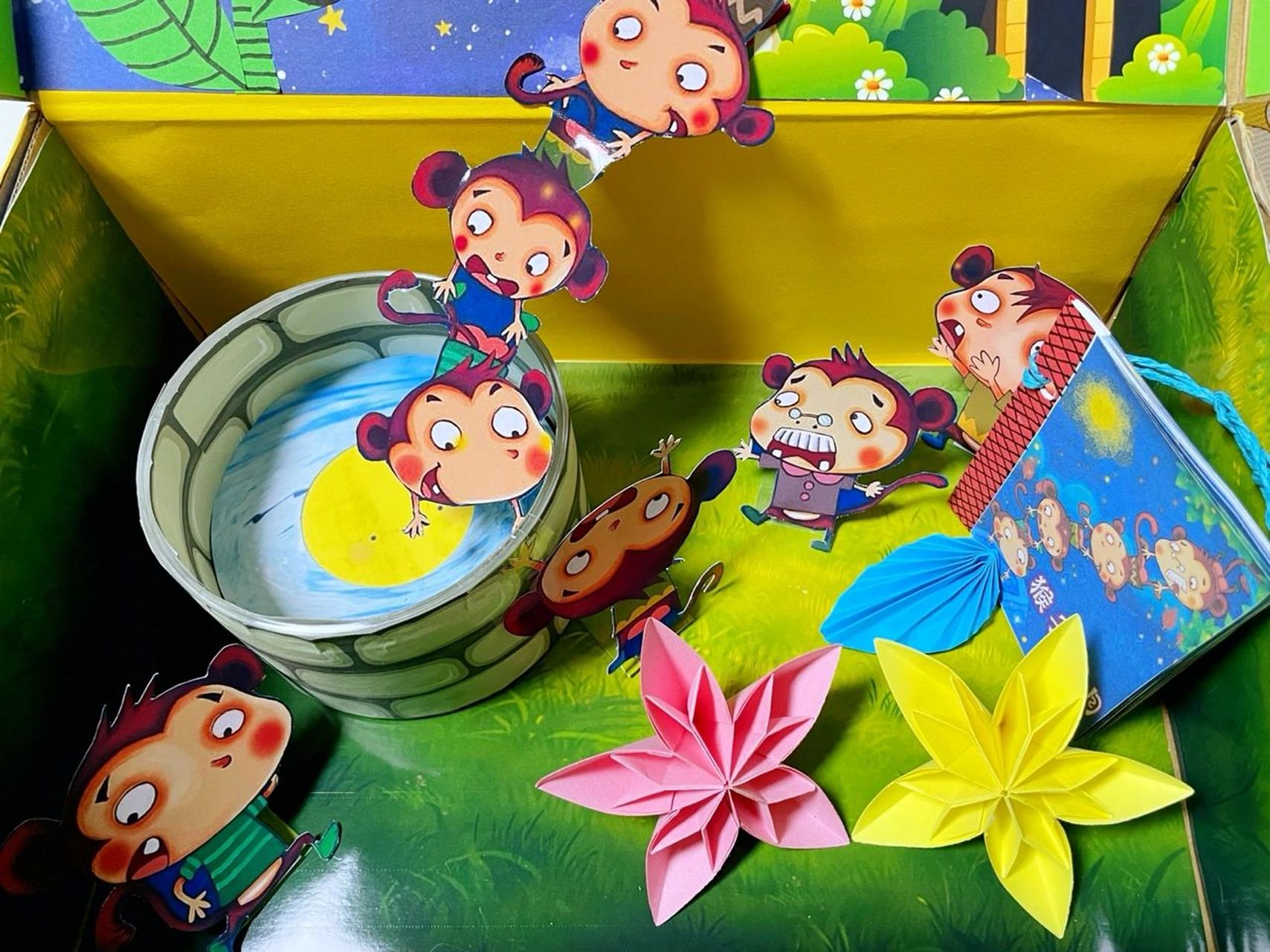 幼儿园 手工 故事盒子 《猴子捞月》 幼儿园作业之『故事盒子』,选了