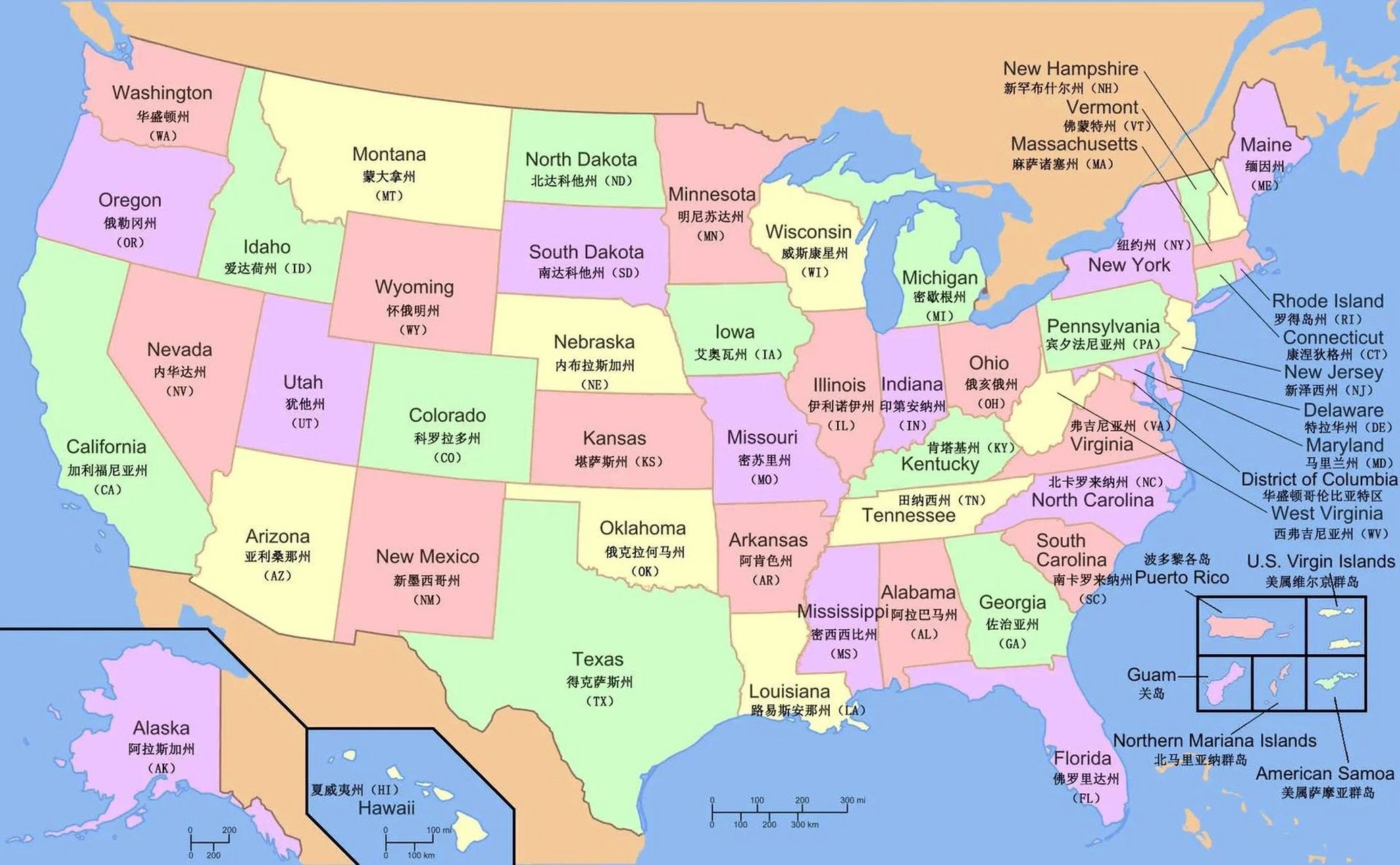 美国地图图片放大图片