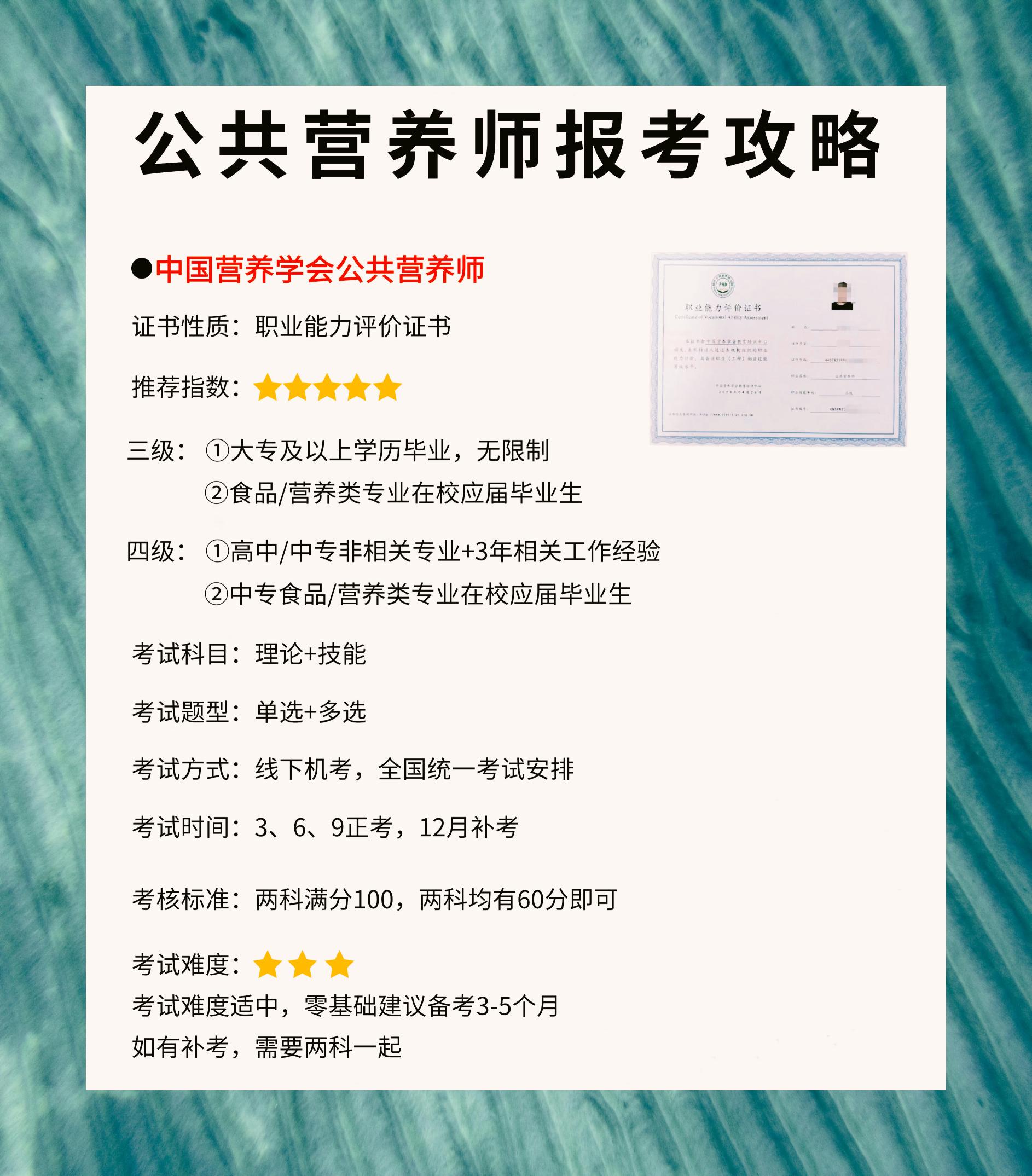 如何考取注册营养师职称