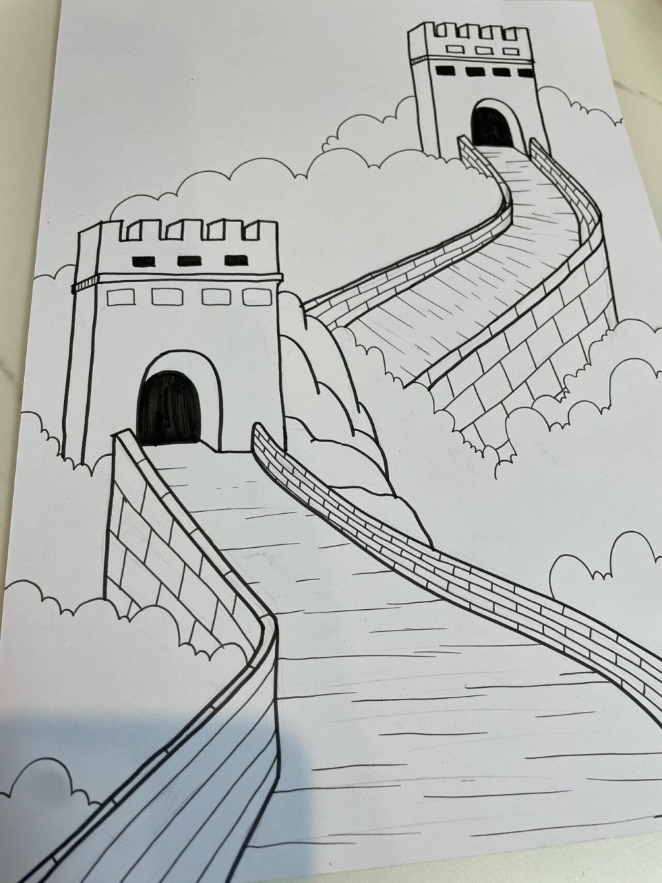 秋天的长城 国庆假期就是各种画画作业