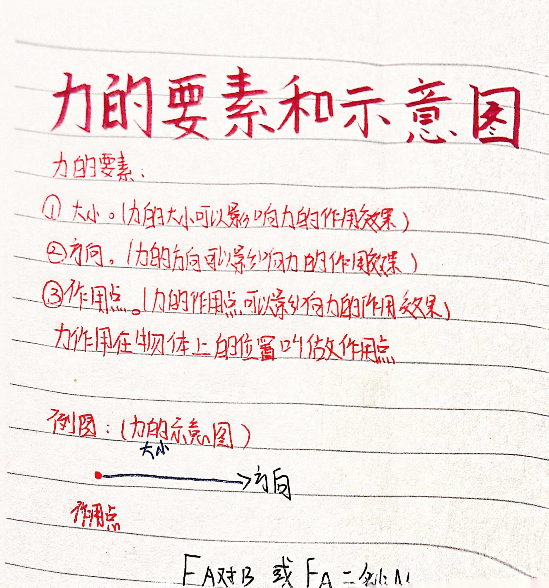 八下物理预习笔记:力的要素和示意图✨