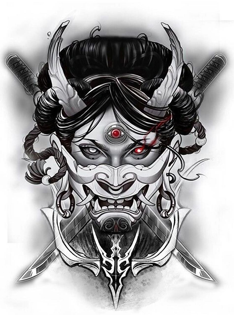 般若艺妓纹身素材