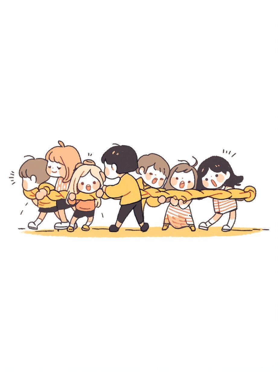 【插画】校运会运动项目-学生拔河比赛