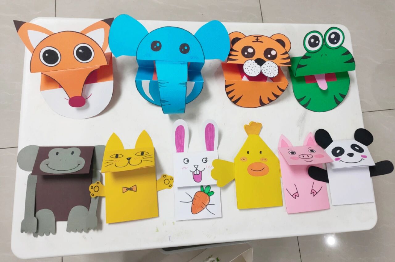 幼儿园卡纸动物手偶