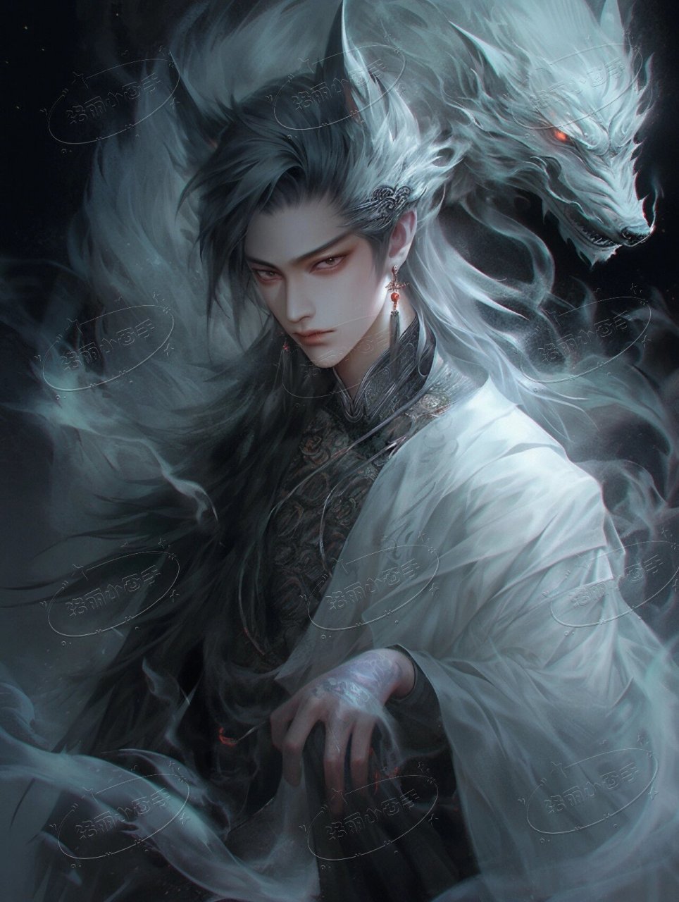 男狐妖 千妖千面02 九尾男狐5图 #画画的日常# #绘画# #插画# #画画