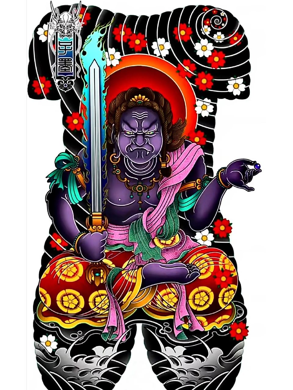 不动明王纹身手稿图案.满背纹身图案 满背刺青手稿