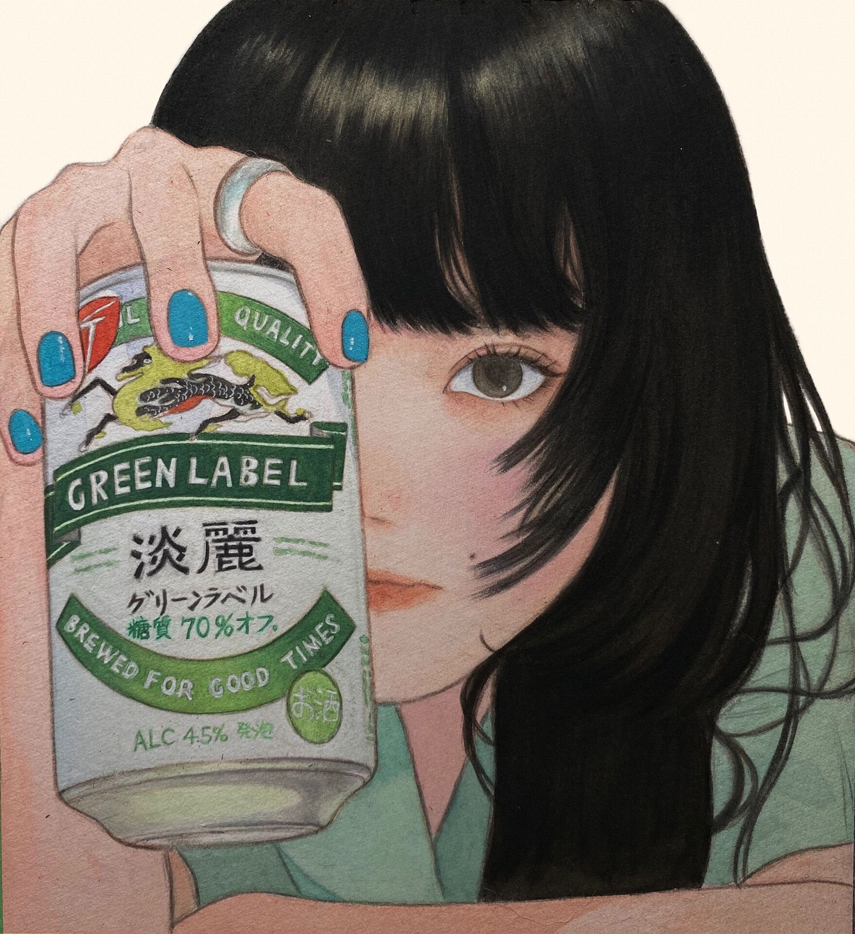 日常练习 手绘插画日系少女水彩插画